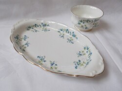 English royal albert gilded serving bowl with forget-me-not pattern, sugar holder