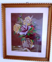Gobelin kép eladó virág csokor vázában