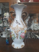 Alt Wien Austria Fischer & Mieg Pirkenhammer 1853-1873,Kézi Festésű,Kígyó Füles Váza.35.5 cm.