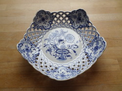 Antique openwork Meissen porcelain basket offering bowl 23.5 cm
