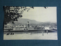 Képeslap, Tahitótfalu, hajó állomás, kikötő, Leányfalu lapátkerekes gőzhajó