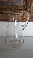 Old Flawless Cut Blown Glass Jug Wine Jug 24.5 cm