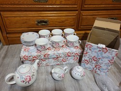 Sophie porcelain tea/coffee set 6 cups 6 saucers, jug, small spout, sugar bowl