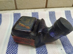Tintataró AZUR eladó! 1930- körüli üveg tintatartó kiöntős csőrrel 1 toll tartóhelyes bemélyedéssel