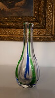 Old blown colored glass vase fiber vase 20.5 Cm