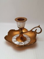 Copper walking candle holder with mother-of-pearl inlay, 14 cm