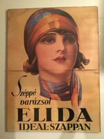Elida ideál szappan korabeli plakát 80-as évekbeli reprója 82x62 cm, keretben
