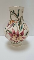 Zsolnay vase with orchid / lily pattern