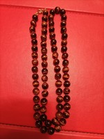 80 Cm tiger eye necklace with 14k gold clasp