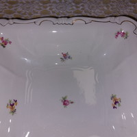 Zsolnay beautiful floral, porcelain garnish bowl, gold baroque edge, in very good condition