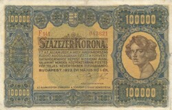 100000 korona 1923 Javított 2.