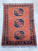 Afghan hand-knotted orange wool rug 170 x 115 cm
