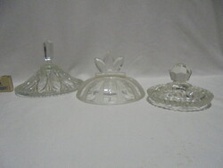 Three pieces of old glass bowl lids - together - to fill the gap