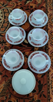 French opal glass coffee cups + sugar bowl