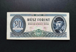 Misprint! 20 Forints 1975, ef, reverse print slipped up.