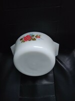 English pink pyre-Jena milk glass soup bowl. Retro/vitange kitchen.