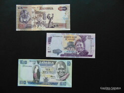 Zambia 10 - 20 - 5000 kwacha LOT ! Hajtatlan bankjegyek