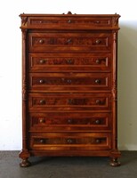 1Q132 antique Viennese 7-drawer pewter chest of drawers 141 cm