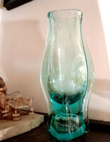 28.5cm - zelezny brod sklo turquoise Czech artistic glass vase - art&decoration