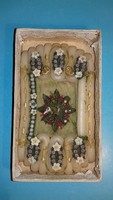 Antik viasz apáca munka zárda munka dobozában 16,5 cm x 11,5 cm x 4,5 cm