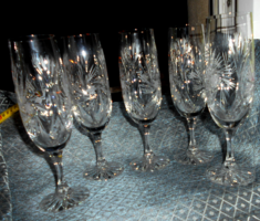 5 polished champagne glasses - flawless 19 cm