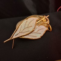 Gold-plated fire enamel brooch 6 cm