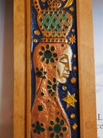 Fire enamel mural - woman with a jug 50x15 cm