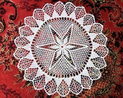 Handmade crochet lace tablecloth - 56 cm - new white lace tablecloth with star pattern
