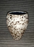 Retro Hódmezővásárhely ceramic vase, 13 cm high (a5)