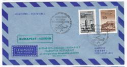 Helicopter mail service Budapest-Szeged-Budapest - aerogram from 1969
