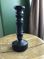 Old black colored glass candle holder, perhaps Scandinavian?