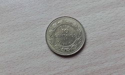 Honduras 10 centavos 1993 thin letters, different coat of arms version