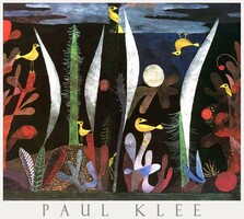 Paul Klee landscape with yellow birds 1923 painting art poster, colorful plants, for kids too!
