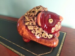 Industrial retro glazed ceramic lion figure, larger size, flawless, in good condition 20x16 cm