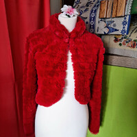 Wedding bol98 - red bridal long-sleeved fur bolero