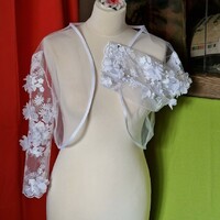 Wedding bol92 - Large Snow White 3D Floral Long Sleeve Bridal Lace Bolero