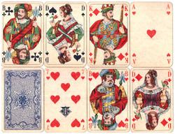 129. Francia sorozetjelű skat kártya berlini kártyakép Trumpf 1940 körül 32 lap