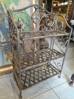 Decorative, solid wrought iron antique copper-colored folding shelf. 66 Cm.