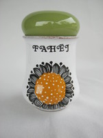 Városlőd majolica sunflower pattern spice holder with cinnamon inscription
