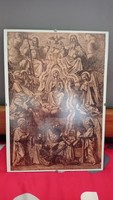 A/4 méretű szentkép, festmény reprodukció, szenteket ábrázoló kép modern keretben