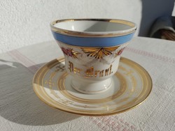 KPM BERLIN biedermeyer gyűjtői csésze és alj, "A Menyasszonyé" német felirattal