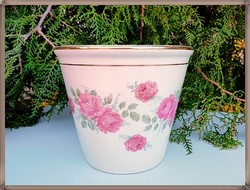 Zsolnay porcelánfajansz, porcelán, rózsás virágcserép az 1880-1900-as évekből
