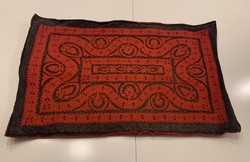 Large 55cm x 37cm Red Black Felt Felt Throw Pillow Cushion Cover Folk Art Applique