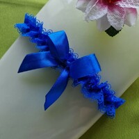 Wedding hak64 - 35mm royal blue bow garter, thigh lace, groomsmen