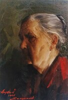 1Q174 Károly Szegvár: old woman portrait print 39 x 30 cm