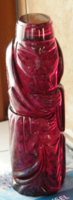 Vörös borostyán színű keleti, ázsiai kis szobor