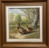 Kálmán Somogyi - summer landscape with pheasants