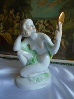Herendi   tükörbe néző nő, tükrös akt,  női akt. 24 cm.