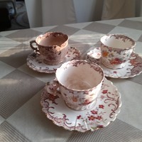 3 db Antik Sarreguemines Fleury csokoládés csésze és csészealj