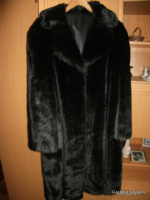 Black women's fur coat, unused size: 52, sleeve 61 cm, length: 110 cm, bust: 120 cm